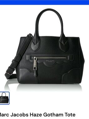 Marc Jacobs Black Haze Pebbled Leather Tote with Scallop Trim
